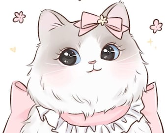 Custom Pet Portrait, Cute Chibi Cat Cartoon From Photo, Kawaii Anime Dog, Animals Digital Illustration, Art Painting Birthday Memorial Gift