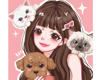 Retrato digital personalizado de pareja, retrato de anime personalizado, caricatura de anime, aniversario familiar personalizado