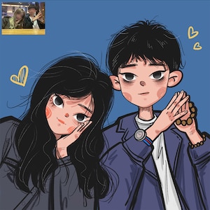 Custom Anime Portrait from Photo, Cute Anime Illustration, Cartoon Portrait Illustration, Couple Portrait, Pet Portrait, personalized gift