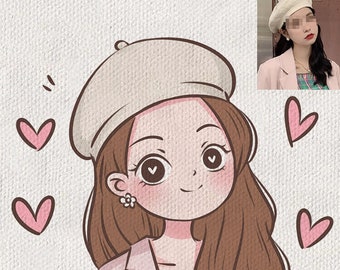 Anime Portrait Commission, Cute Cartoon Illustration, Cartoon Portrait Illustration, Personalized gift for Couple/Friend/Family/Pet