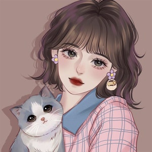 Custom Anime Portrait from Photo, Cute Style Illustration, Cartoon Portrait Illustration, Couple Portrait, Birthday Gift, Digital, Pet