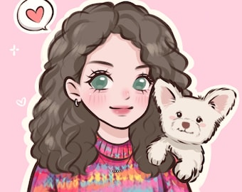Custom Anime Portrait, Cute Cartoon Anime Portrait, Illustration, Family Portrait, Couple Gift, Personalized, Twitch,YouTube profile picture