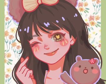 Custom Anime Portrait, Cute Cartoon Anime Portrait, Illustration, Family Portrait, Couple Gift, Pet, Personalized, Anniversary, Birthday