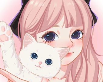 Custom Anime Portrait，Personalized Cartoon Portrait 100% Hand Drawn No AI，Kawaii/Chibi Portrait,Couple Avatar ,YouTube profile pictureIll
