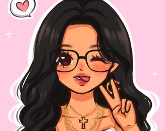 Custom Anime Portrait, Cute Cartoon Anime Portrait, Illustration, Valentine’s Day, Couple Gift, Personalized, Twitch,YouTube profile picture