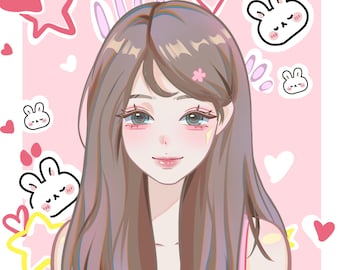 Digital Custom Couple Portrait, Cute Cartoon Anime Caricature, Family Personalized Anniversary, Valentine’s Day gift,Birthday,Profile,pfp