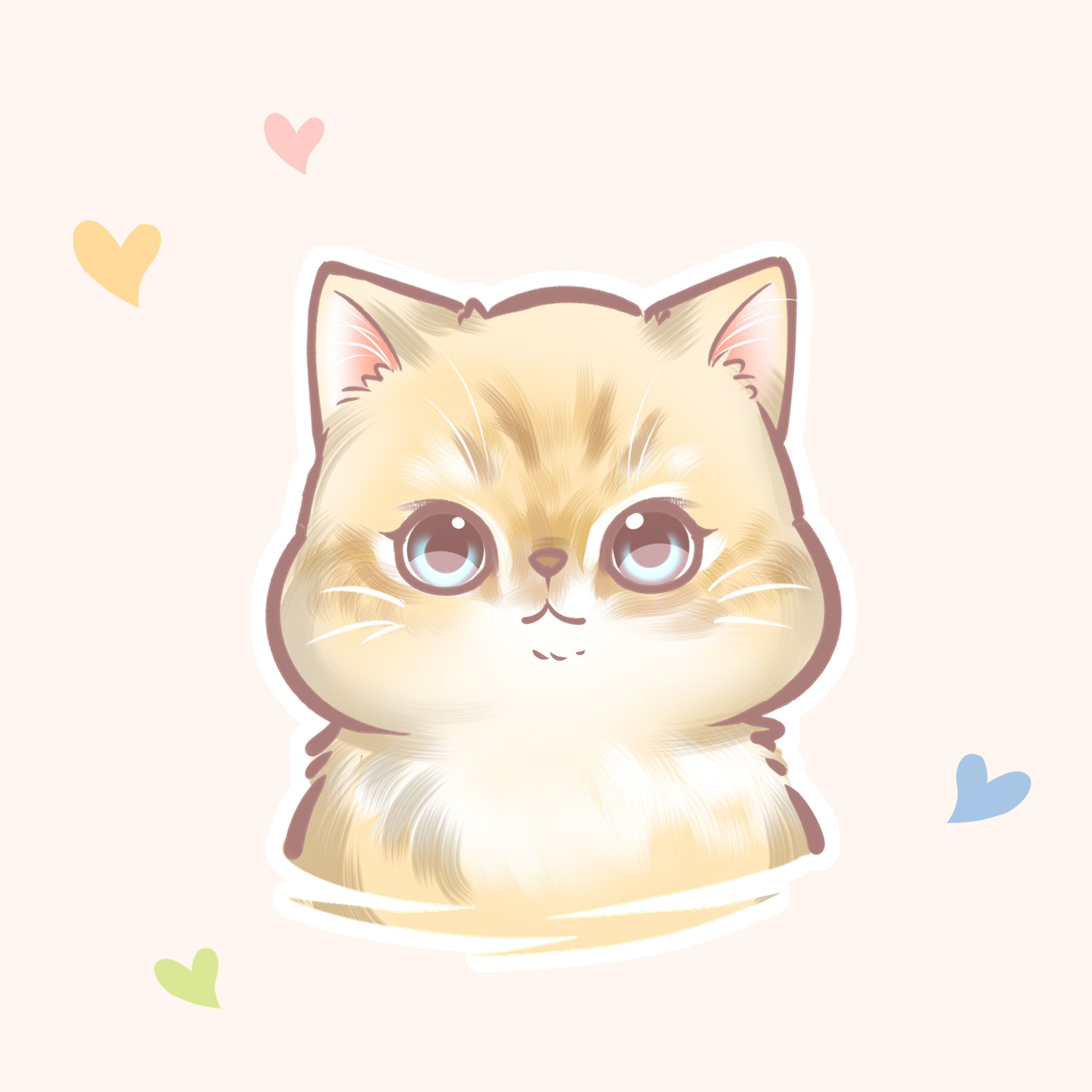 Niestandardowy portret zwierzaka, słodka kreskówka Chibi Cat