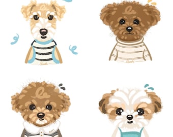 Custom chibi Portraits Using Pet Photo Personalized Digital Dog Portraits Cat Portraits Custom Dog cartoon Portraits Pet Memorial ArtProfile