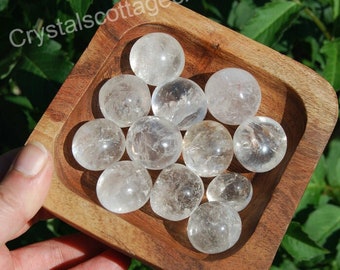 Round Clear Quartz, Crystal Tumbled Stones, Rainbow Filled Clear Quartz, Rainbow Shine Crystal, AAA+Quality, Size 20-30 mm Approx.