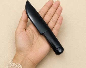 Hand Carved Black Obsidian Crystal Knife 6 To 6.5" inch, Dagger Specimen, Home Decor, Crystal Gift For Her, Quartz Knife