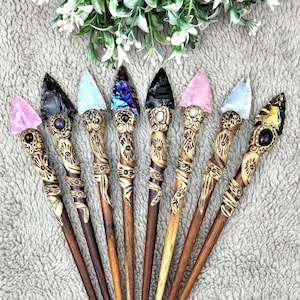 Palo para el cabello con punta de flecha de opalita: Piedra curativa de cristal tallada