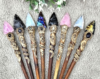 Opalite Arrowhead Hair Stick: Carved Crystal Healing Stone