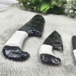 10-calowy ręcznie robiony nóż z obsydianu, Athame z obsydianu, NOŻE MYŚLIWSKIE NA ZAMÓWIENIE, ręcznie robione, ostrze lawowe z białej nici, prezent dla myśliwych. zdjęcie 14