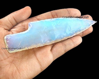 3 Pcs. 5&quot; Hand Knapped Opalite Crystal Knife Opalite Athame, Opalite Knife, HUNTING KNIVES CUSTOM Handmade, Gift For Her Pointed Knife Blade