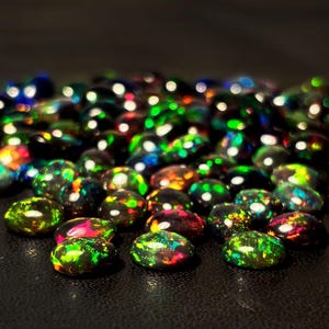 Ethiopian Black Opal Cabochon: Multi-Fire Gemstone for Jewelry Making