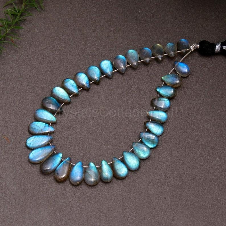 Natural Multifire Labradorite Side to Side Drill Smooth Briolette Layout Loose Gemstone Wholesale Lot Size 5x8-6x12mm image 1