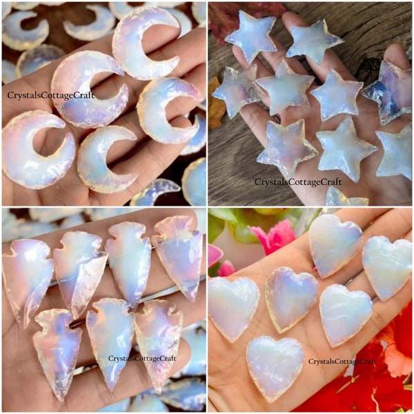 Opalite Moon Opalite Metaphysical Glass Crescent Opalite Crystal Healing All Crystal Shape Quartz Carving Stone Gemstone for Jewelry Making