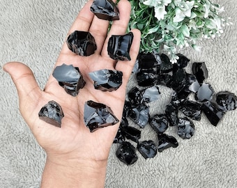 Raw Black Obsidian Crystal - Rough Obsidian Crystal - Natural Rough Black Obsidian, Dark Crystal Stone, Crystal For Gift
