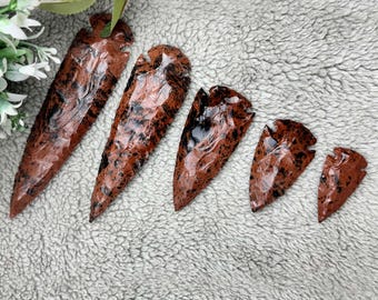 Hand Knapped Mahogany Arrowhead Blade: Healing Chakra Stone