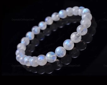 6 mm Natural Blue Light Moonstone Crystal Round Beads Bracelet Healing Stone Moonstone Women Bracelet, Scared Stone , increase psychics