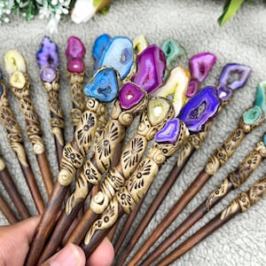 Window Druzy Hair Stick, Agate Slices Hair Stick, Polymer Clay Hair Sticks, Girlfriend Gift, Boho Hair Accessories, Birthday Gift