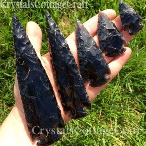 Punta de flecha de obsidiana negra - decoración de flecha - punta de flecha de piedra - cristales y piedras curativas - Hoja de obsidiana negra - punta de flecha de obsidiana - chakra