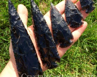 Zwarte Obsidiaan Pijlpunt - pijl decor - stenen pijlpunt - helende kristallen en stenen - Zwart Obsidiaan Mes - obsidiaan pijlpunt - chakra