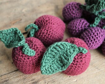 crocheted plums for children's kitchen and grocery store * Montessori * crocheted vegetables * Handmade * crocheted food for play kitchen