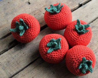 Crocheted tomato for children's kitchen and grocery store * Montessori * Crocheted vegetables * Handmade * Crocheted food for play kitchen