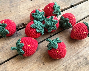 Crocheted strawberry for children's kitchen and grocery store * Montessori * Crocheted vegetables * Handmade * Crocheted food for play kitchen