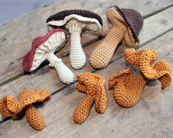 Crocheted mushrooms for children's kitchens and grocery stores * Montessori * Crocheted vegetables * Handmade * Crocheted foods for play kitchens