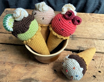 crocheted ice cream, sweets for children's kitchen and grocery store * Montessori * Handmade * crocheted food for play kitchen