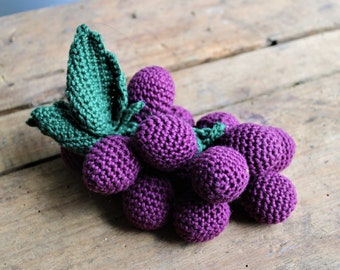 Crocheted grapes for children's kitchens and grocery stores * Montessori * Crocheted vegetables * Handmade * Crocheted foods for play kitchens