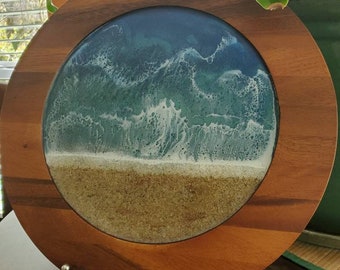 Resin Art, Beach Decor, Charger Plate, Ocean Decor, seascape