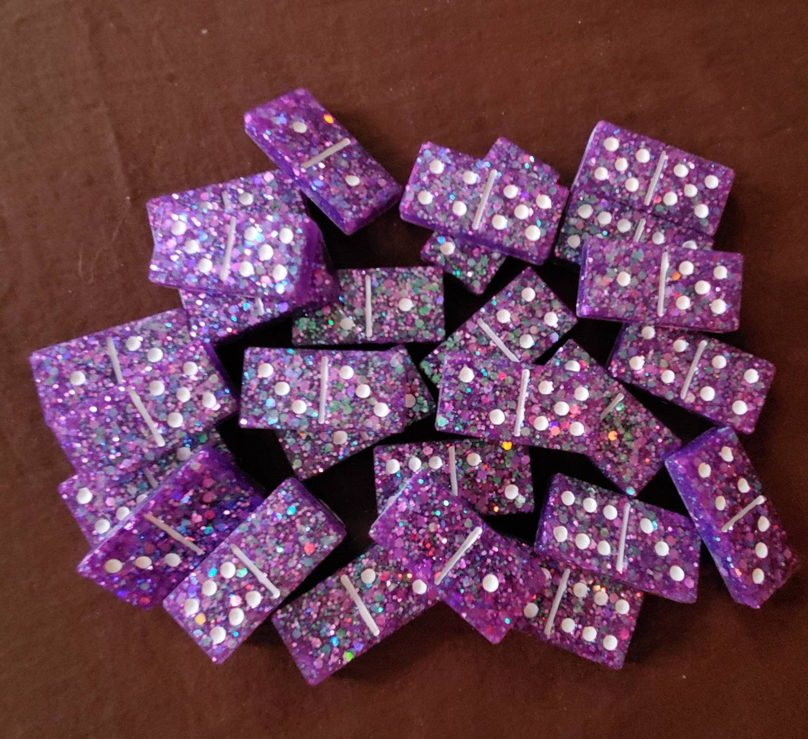 Resin Domino Set Glitter Dominoes Purple and Pink glitter Etsy