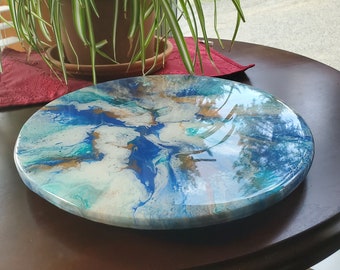 Acrylic Pour Lazy Susan Turntable, Bamboo turntable