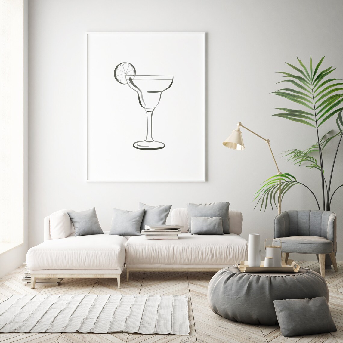 MARGARITA / Margarita Line Art / Pincel Strokes / Drink Art / Etsy