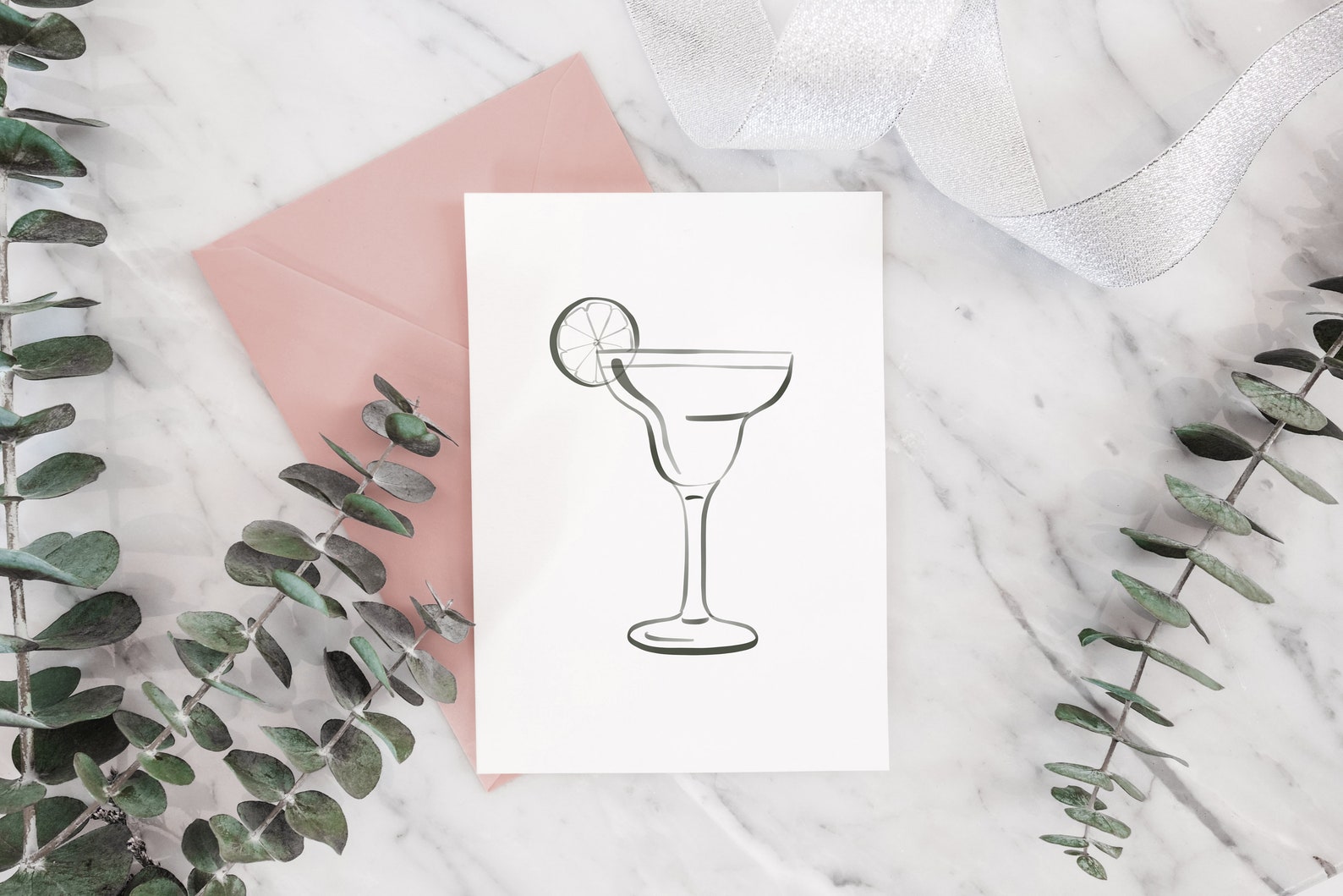 MARGARITA / Margarita Line Art / Pincel Strokes / Drink Art / Etsy