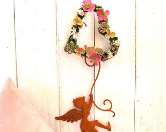 Door decoration "Angel elf on flower heart* Window hanger * Summer decoration