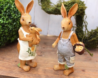 Hasen-Familie Hasenmama, Hasenpapa & Hasenkind beim Osterspaziergang * Osterdeko