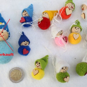 Mini pompom gnome hanger from 1.50 for children's birthday Advent calendar preschool child decoration lucky charm kindergarten image 1