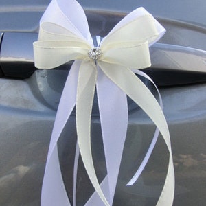 10 Antennenschleifen Autoschleifen Hochzeitsdeko Schleifen Autodeko weiß flieder 