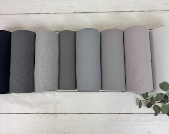 Plain ribbing fabric - tubular ribbing - black, light grey, grey, dark grey 900 - from 50 cm