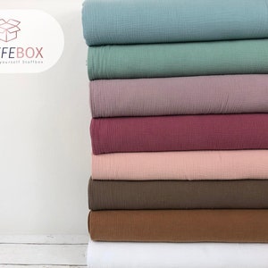 Muslin Uni/Double Gauze (cotton) Plain color selectable (www.Stoffebox.de) 1000-, 880, 390, 480, 710, 780, 240, 290, 20