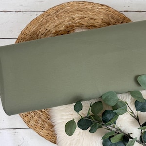 Punta di Roma Romanit Jersey Fabric by the Meter - Solid colors: black, brown, sand, denim blue, blue, lilac, mint, pink, olive green, purple 2500- rauch olivgrün -663