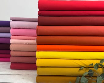 Tessuto jersey di cotone - colori uniti giallo, ruggine, rosso, rosa, albicocca, rosa, bordeaux, melanzana e viola - Oeko-Tex Standard 100, art. n. 200-
