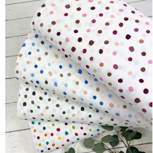 Muslin fabric / Double Gauze - colorful dots Polka Dots in white 1001-