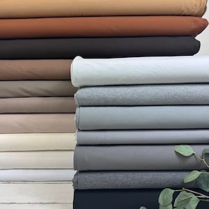 Tessuto jersey di cotone - Colori uniti nero, grigio, bianco, sabbia, beige, tortora, marrone - Oeko-Tex-100 Art. No. 200-