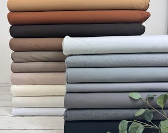 Tessuto jersey di cotone - Colori uniti nero, grigio, bianco, sabbia, beige, tortora, marrone - Oeko-Tex-100 Art. No. 200-
