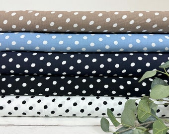 Viscose bark crepe – dots pattern in black, white, taupe, jeans blue, dark blue - viscose crepe, 5001-